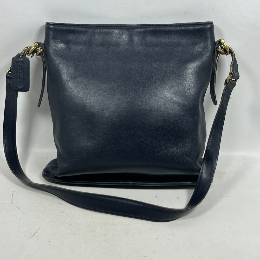 COACH Bag Equestrian Slim Bucket Leather Shoulder C8C-9806 Blue VTG